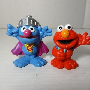 2010 Sesame Street Workshop 3" Figures Lot Of 2 Super Grover Elmo